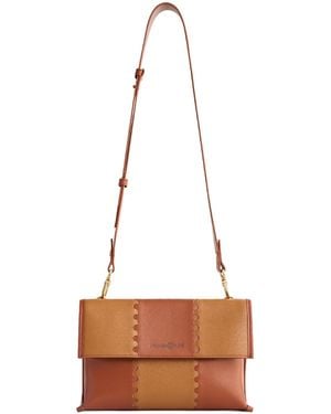Orange Cube Square Stitch Messenger Bag - White