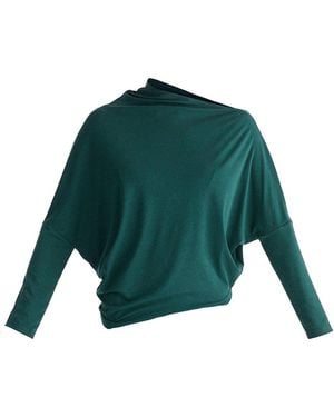 Paisie Asymmetric Draped Lyocell Jersey Top - Green