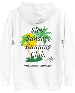 Anchor and Crew Palm Tree Slow Sundays Running Club Cotton Blend Hoodie - White