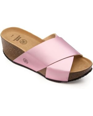 Bedroom Athletics Caballe -Wedge Crossover Metallic Slider - Pink