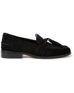 Rag & Co Rhone Tassels Detail Genuine Suede Loafers - Black