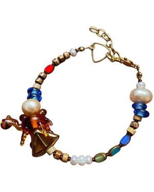Desert Lobby Neutrals Midnight Stroll – Handmade Murano Glass Camel Bracelet With Jasper, Pearl & Bohemian Glass Beads - Metallic
