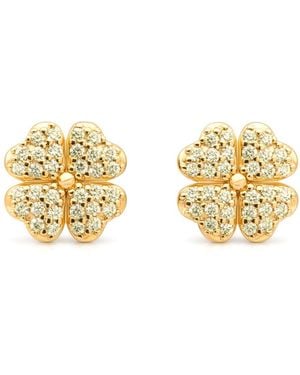 Seven Saints Four Leaf Clover Pave Stud Earrings - Metallic