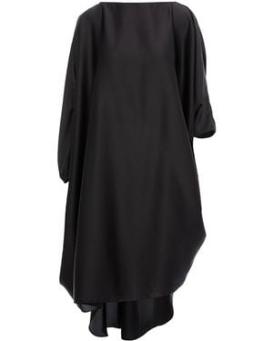 concept A trois Asymmetric Oversized Blouse With Drawstring - Black