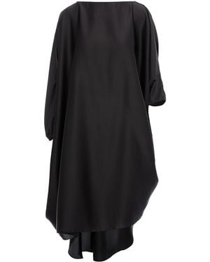 concept A trois Asymmetric Oversized Blouse With Drawstring - Black