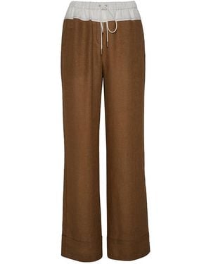 The Summer Edit Tia Luxe Linen Trouser - Brown
