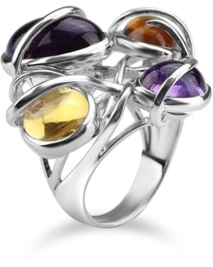 Bellus Domina Plated Citrine And Amethyst Cocktail Ring - Blue