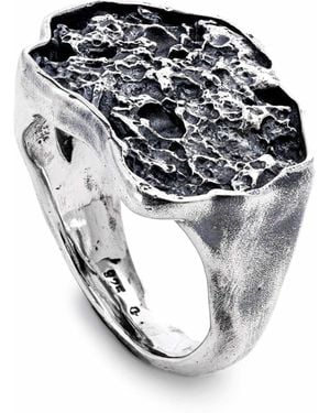 German Kabirski Armour Sterling Band With Rugged Volcanic Lava Surface - Metallic