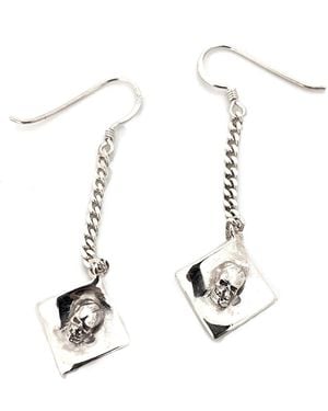 Tg-Jewellery by Tamara Gervasio Sterling Skull Dangle Earrings – Handmade Gothic Style - White