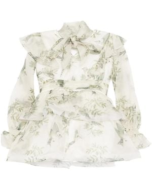 We Are Kindred Maeve Silk Organza Tie Neck Mini Dress - White