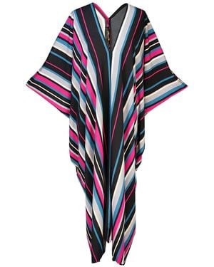 Jennafer Grace Raspberry Stripe Caftan Kaftan Dress - Black