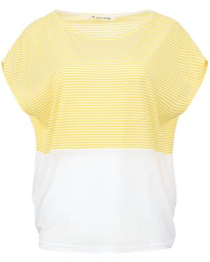 Conquista Sunshine Stripes & Flama Boat Neck Top - Yellow