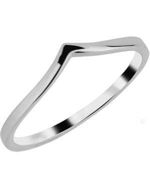 Spero London Sterling Plain Polished Wishbone V Ring - White
