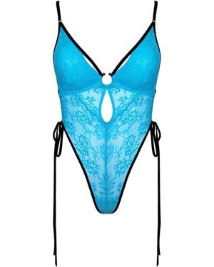 MONIQUE MORIN LINGERIE Amphitrite Side Tie Bodysuit Flame - Blue