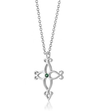 Unaloe Soul Cross Sterling Necklace With Emerald – Elegant Jewellery For - Metallic