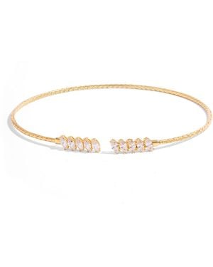 Ebru Jewelry Marquise Cubic Zirconia Woven Vermeil Choker Necklace - Metallic