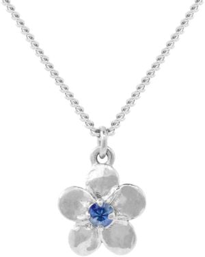 Lee Renee Forget Me Not Necklace – Single Sapphire– - White
