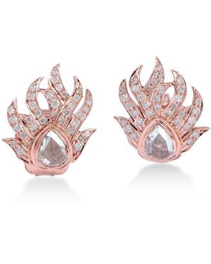 Artisan Rose Bezel Set Diamond Studs - Pink