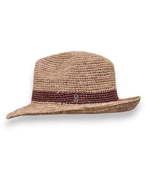 Mister Miller - Master Hatter Neutrals Raffia Straw Pasha Fedora Hat - Brown