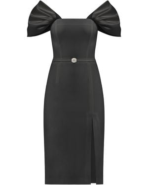 Tia Dorraine Mirage Crystal Ornament Midi Dress - Black