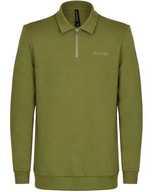 DAVID WEJ Enzo Cotton Zip Polo - Green