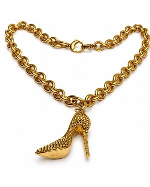 Jagged Halo Jewelry I'M Bad Stiletto Heel Chunky Chain Necklace Stainless Steel Plated - Metallic