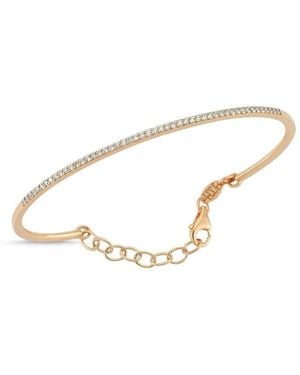 Ecce | Artisan Diamonds 14K Solid Thin Diamond Tennis Bangle Bracelet - Metallic
