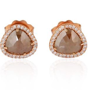 Artisan Ice Diamond Triangle Stud Earrings - Brown