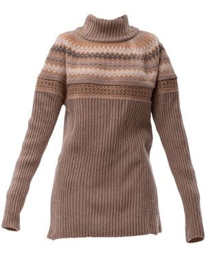 Maison Bogomil Turtleneck Ribbed Long Jumper - Brown