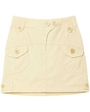 Conquista Neutrals Cotton-Elastane Gabardine Utility Skirt - Natural