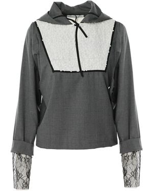 Larisa Dragna Ella Top With Sequin And Lace Details - Grey