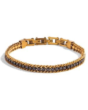 Ebru Jewelry Diamond Foxtail Steel Bracelet - Metallic