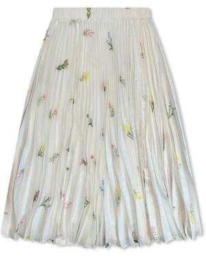 Roch Perel Flower Satin Pleated Skirt - Grey