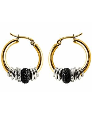 Kirei Halo Hoop Earrings – -Plated Stainless Steel With Cubic Zirconia - Metallic