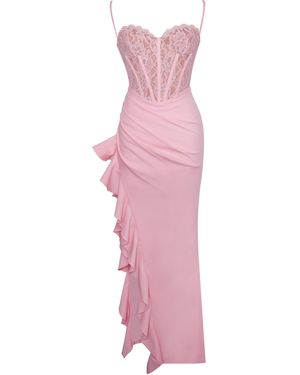 Miss Circle New York Junia Lace Corset Maxi Dress - Pink
