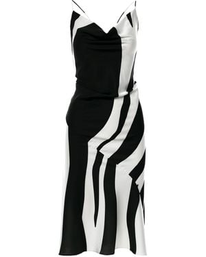 ROSERRY Mozambique Cowl Neck Satin Midi Printed Dress - Black