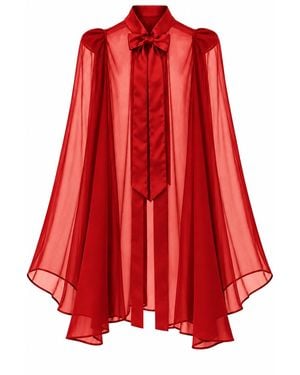 Nina Nieves Rouge Silk Chiffon Cape - Red