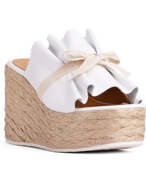 Beautiisoles by Robyn Shreiber Made in Italy Noelle Wedge Leather Sandal Comfortable Dressy Platform Espadrille Wedding Or Beach & Work - Metallic