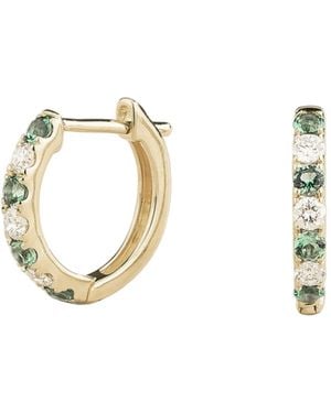Juvetti Stacy Emerald & Diamond Huggie Hoop Earrings - Metallic