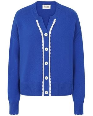 Loop Cashmere Shell Edge Cardigan - Blue