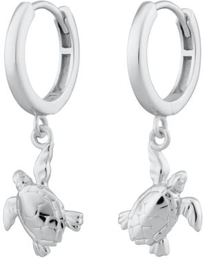 Lily Charmed Sterling Turtle Charm Hoop Earrings - Metallic