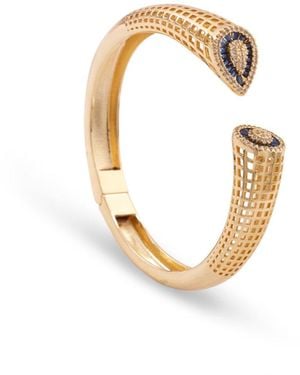 Saachi Crystal Bangle Metal Bracelet - Metallic
