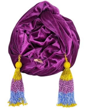 Julia Clancey Plum Velour Luxe Turban - Purple