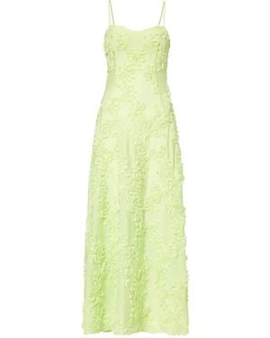 Amy Lynn Sofia Chartreuse Semi Sheer Floral Maxi Dress - Yellow