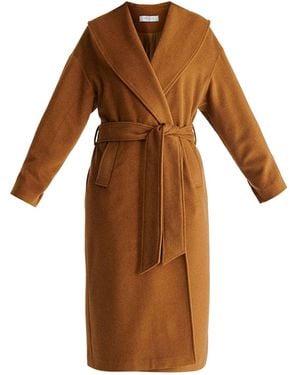 Paisie Shawl Collar Wool Coat With Belt - Brown