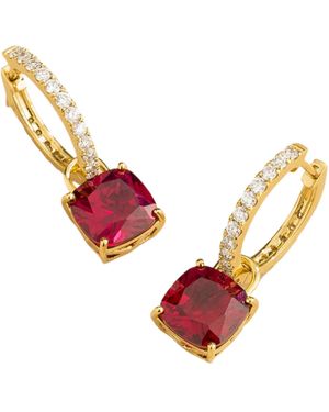 Juvetti Oreol Earrings Set With Ruby & Diamond - Metallic