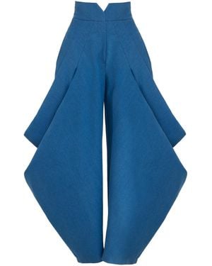 Julia Allert High-Waist Barrel Trousers - Blue