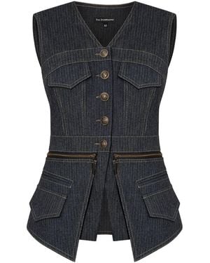 Tia Dorraine Sleeveless Denim Top Vest - Black