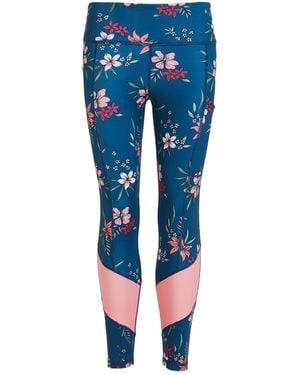 Perky Peach Floral Leggings - Blue