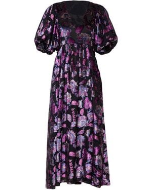 Rose & Nancy Margot Velvet Burnout Floral Dress - Purple